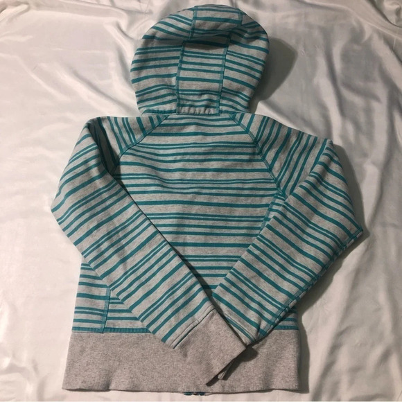 Lululemon teal and light grey striped scuba hoodie  (4) - Picture 2 of 11